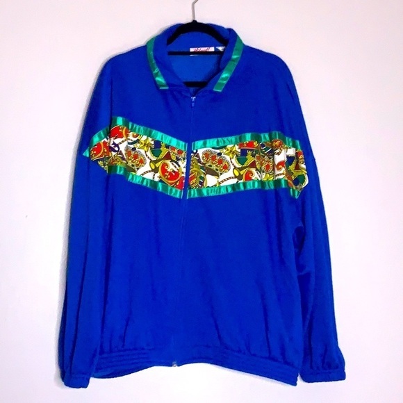 Vintage Haband Plus 3X Royal Flush Roman Ribbon Zip Up blue - Picture 1 of 5